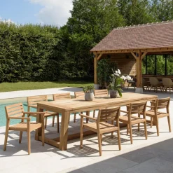 Lot n°5 Salon de jardin teck recyclé et teck 8/10 personnes KALLY