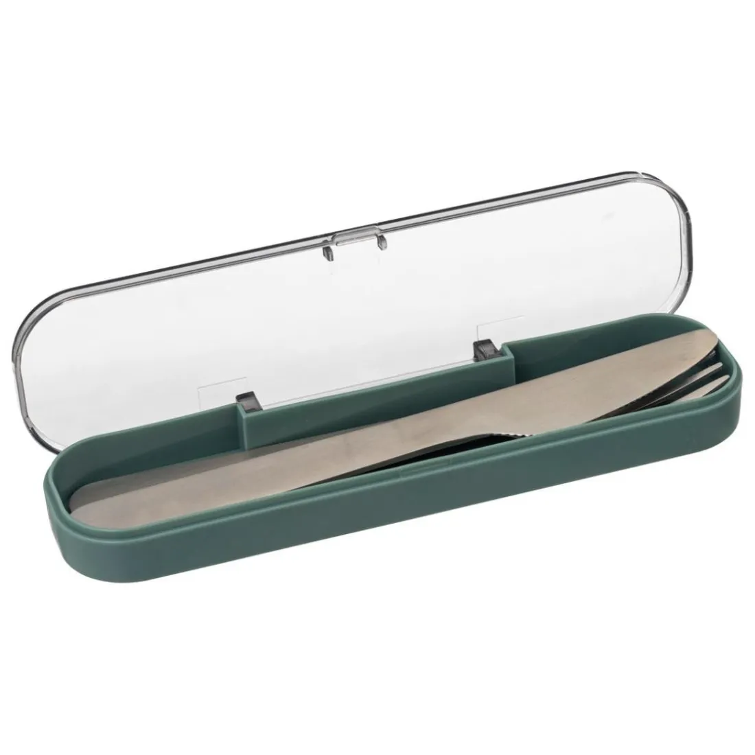 Lunch box double compartiments avec couverts - vert