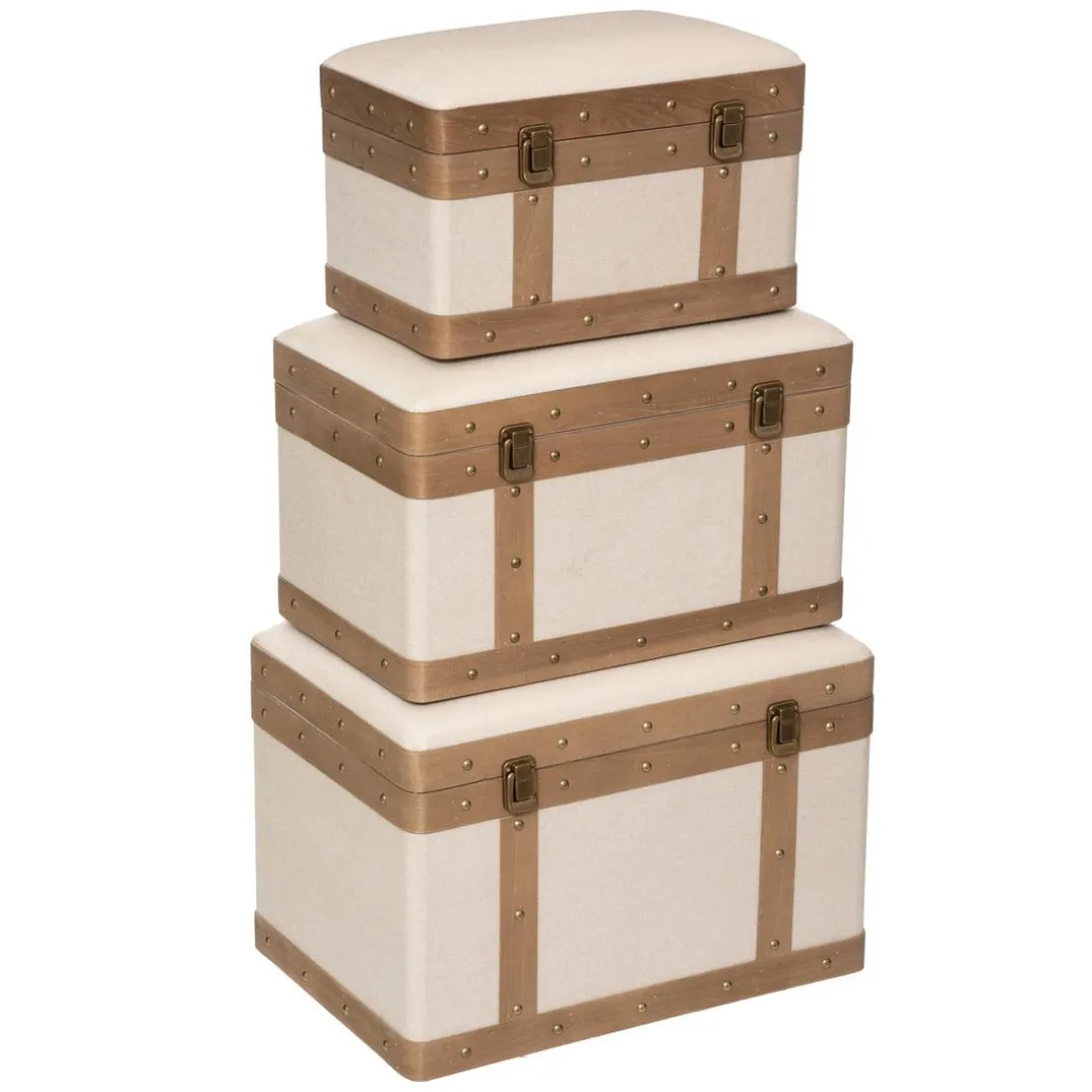 Malle Norah En Tissu Lin (lot de 3)