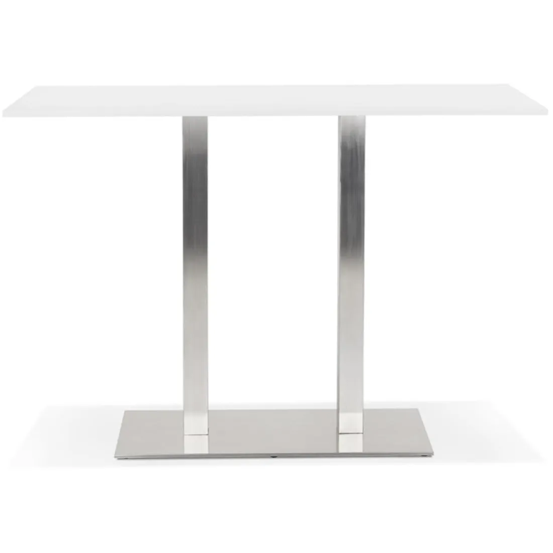 Mange-debout design 'DENVER BAR' blanc avec pied en métal brossé