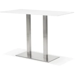 Mange-debout design 'DENVER BAR' blanc avec pied en métal brossé