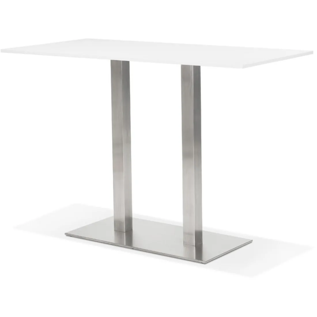 Mange-debout design 'DENVER BAR' blanc avec pied en métal brossé