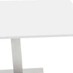 Mange-debout design 'DENVER BAR' blanc avec pied en métal brossé