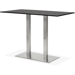 Mange-debout design 'DENVER BAR' noir avec pied en métal brossé
