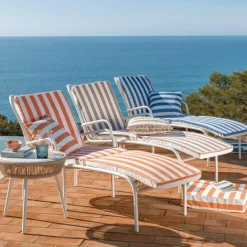 Matelas de sol en polyester PORNIC bain de soleil, rayé bleu