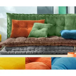 Matelas Futon en velours ras bleu orage