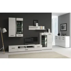 Meuble à étagères avec porte L38xH110cm Blanc brillant