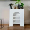 Meuble à étagères style naturel avec arche Vincia Blanc texturé