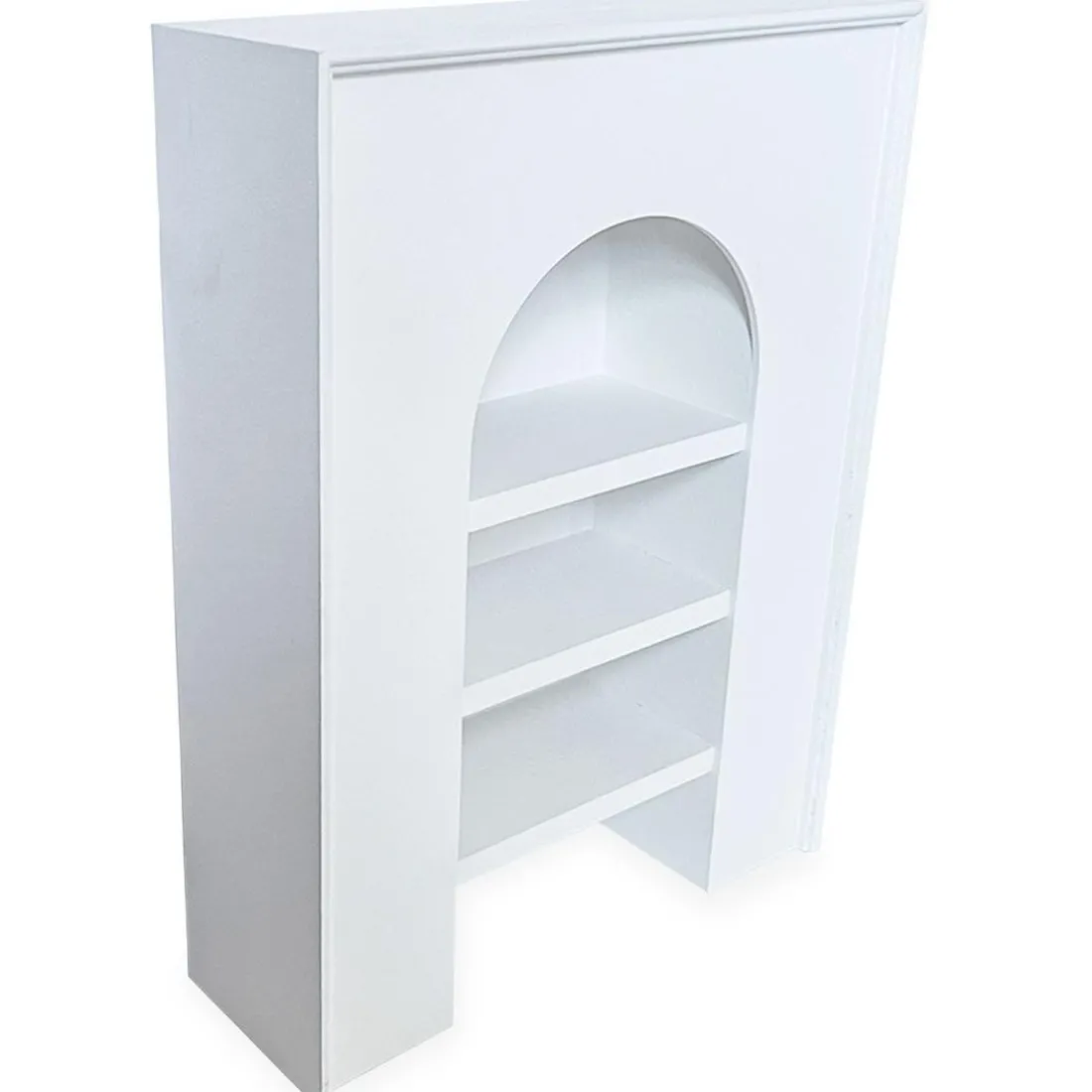 Meuble à étagères style naturel avec arche Vincia Blanc texturé
