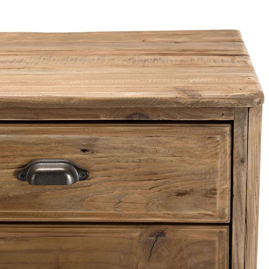 Meuble ANDRIAN 2 Tiroirs 2 Portes Avec Deco Faux Tiroirs Bois Pin Recyclé