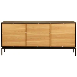 Meuble bas 2 portes 3 tiroirs naturel marron