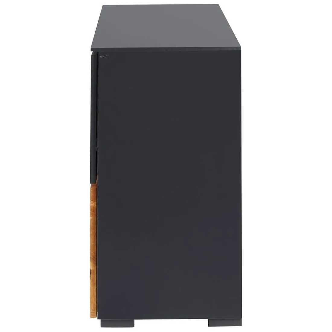 Meuble bas 5 portes chêne naturel et laqué anthracite