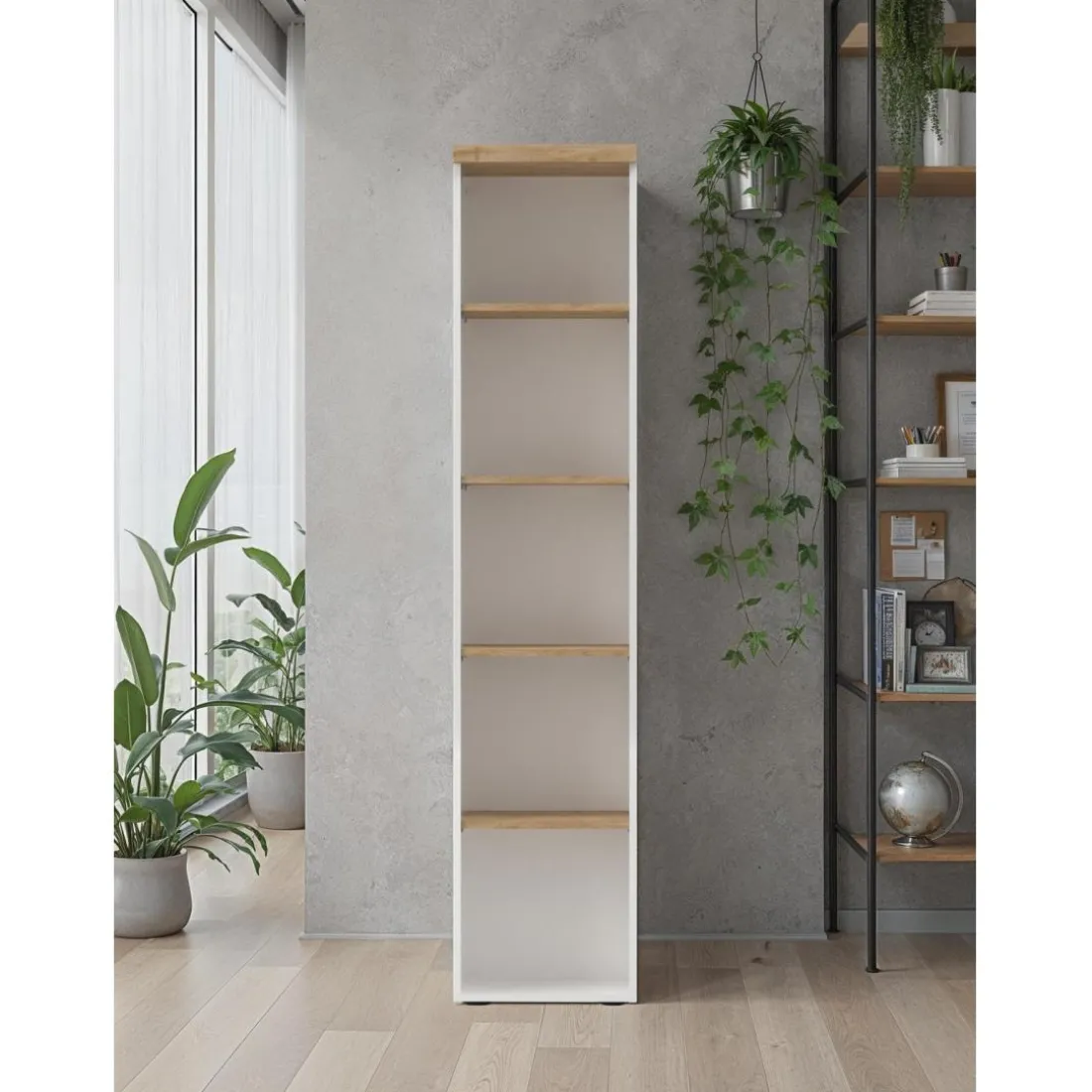 Meuble bibliotheque avec 4 étagères en chene EASY
