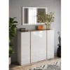 Meuble de rangement 2 portes avec 10 étageres reglables blanc