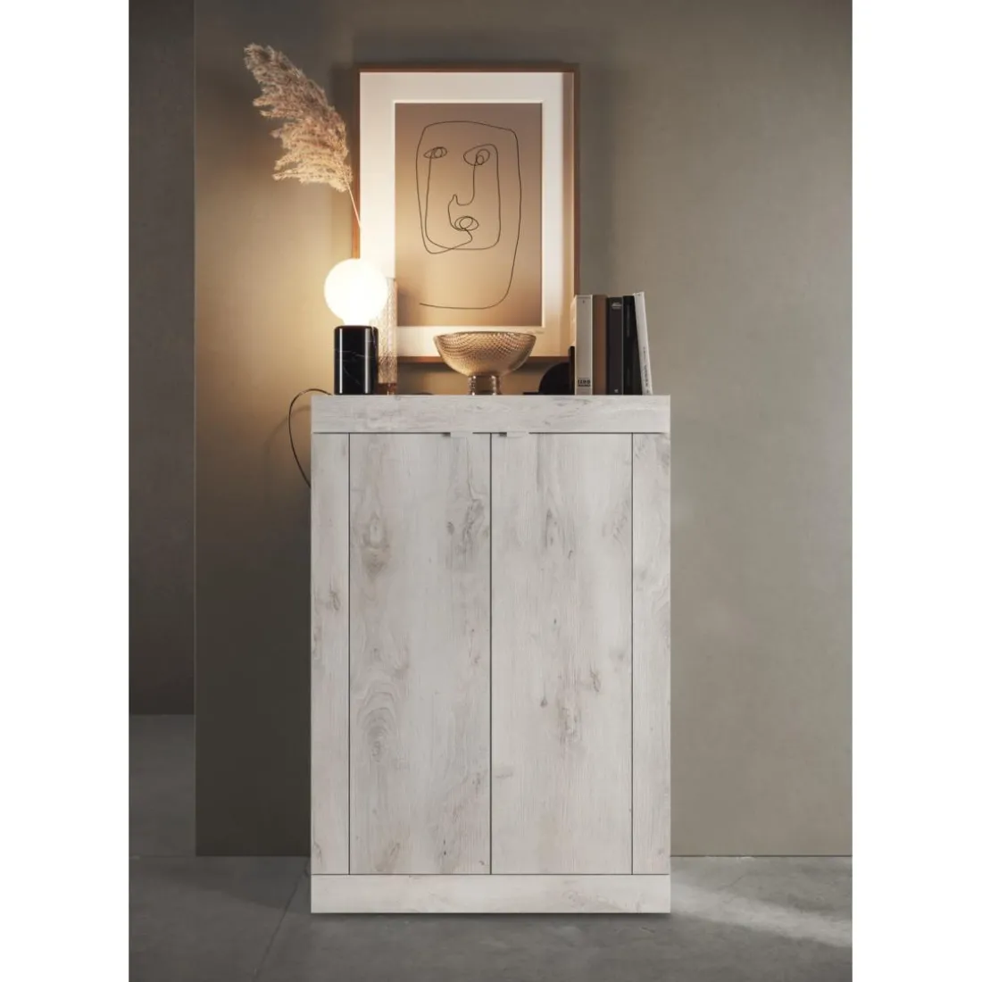 Meuble de rangement 2 portes multifonctionnel Blanc