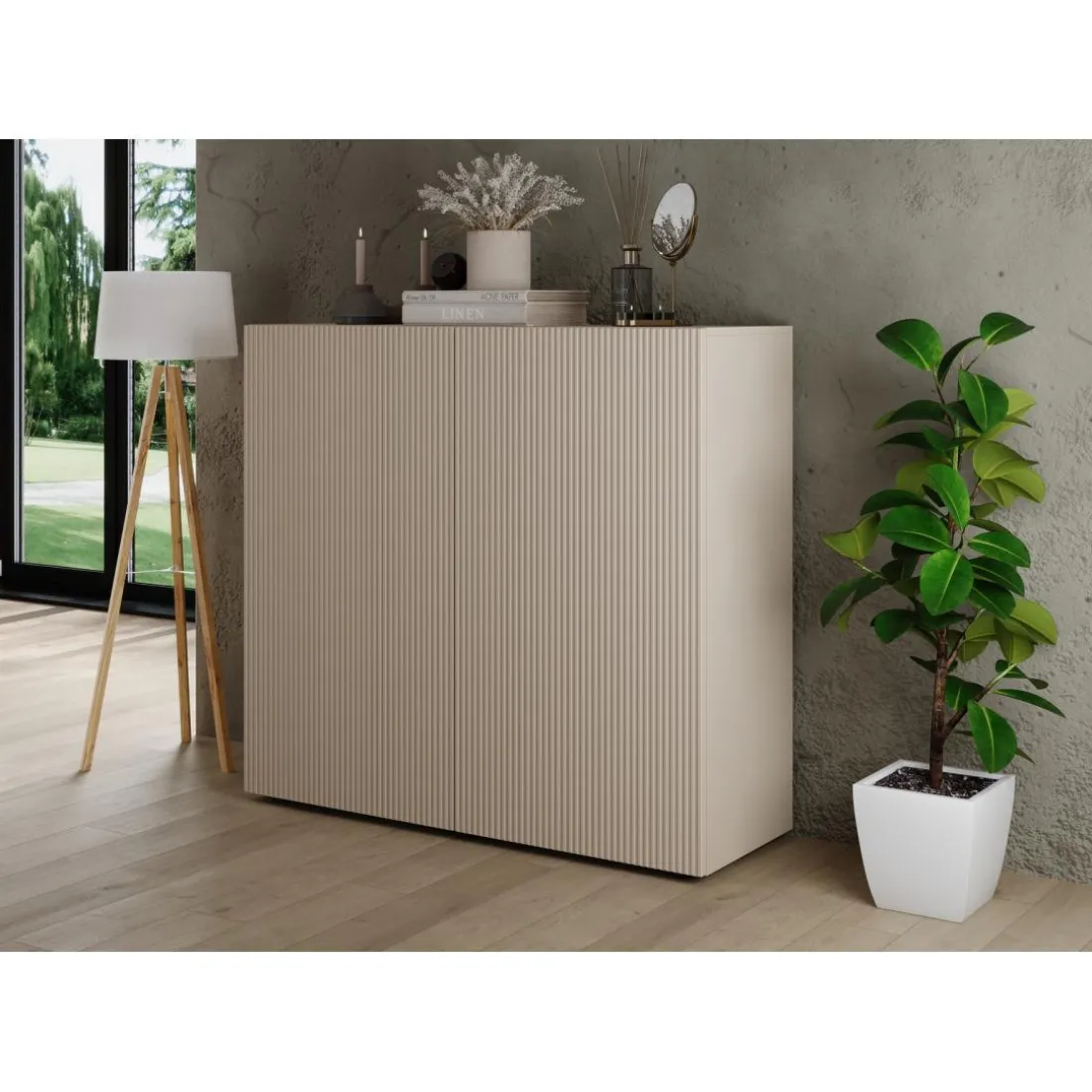 Meuble de rangement 2 portes RIO Panneaux de particules de première qualité Portes en MDF