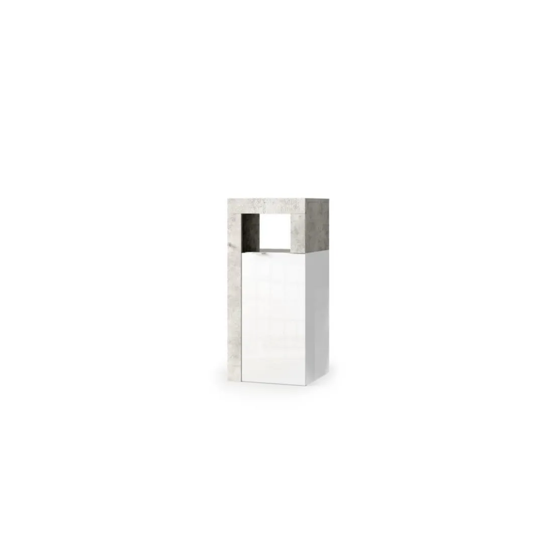 Meuble de rangement salle de bain 1 Porte effet béton façade blanc laqué L35xH78 cm