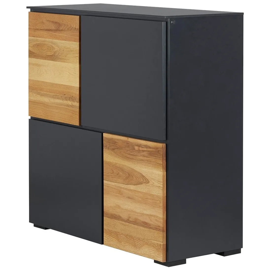 Meuble haut 4 portes chêne naturel et laqué anthracite