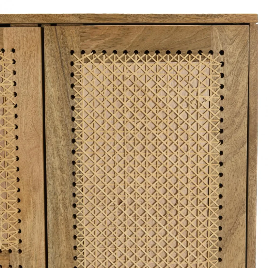 Meuble haut marron 2 portes bois de manguier cannage naturel ISA