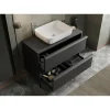 Meuble salle de bain sur pieds coloris Frêne Noir