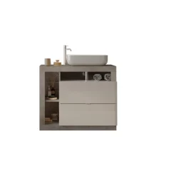 Meuble salle de bain sur pieds coloris Béton 92 cm Ancona