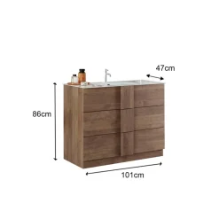 Meuble salle de bain sur pieds coloris Chêne Mercure 100 cm