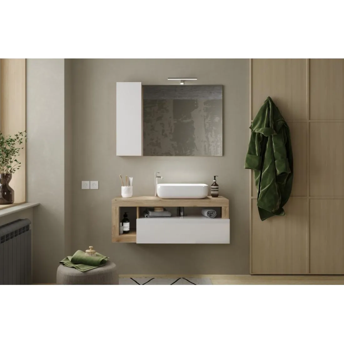 Meuble salle de bain suspendu Ancona laqué brillant