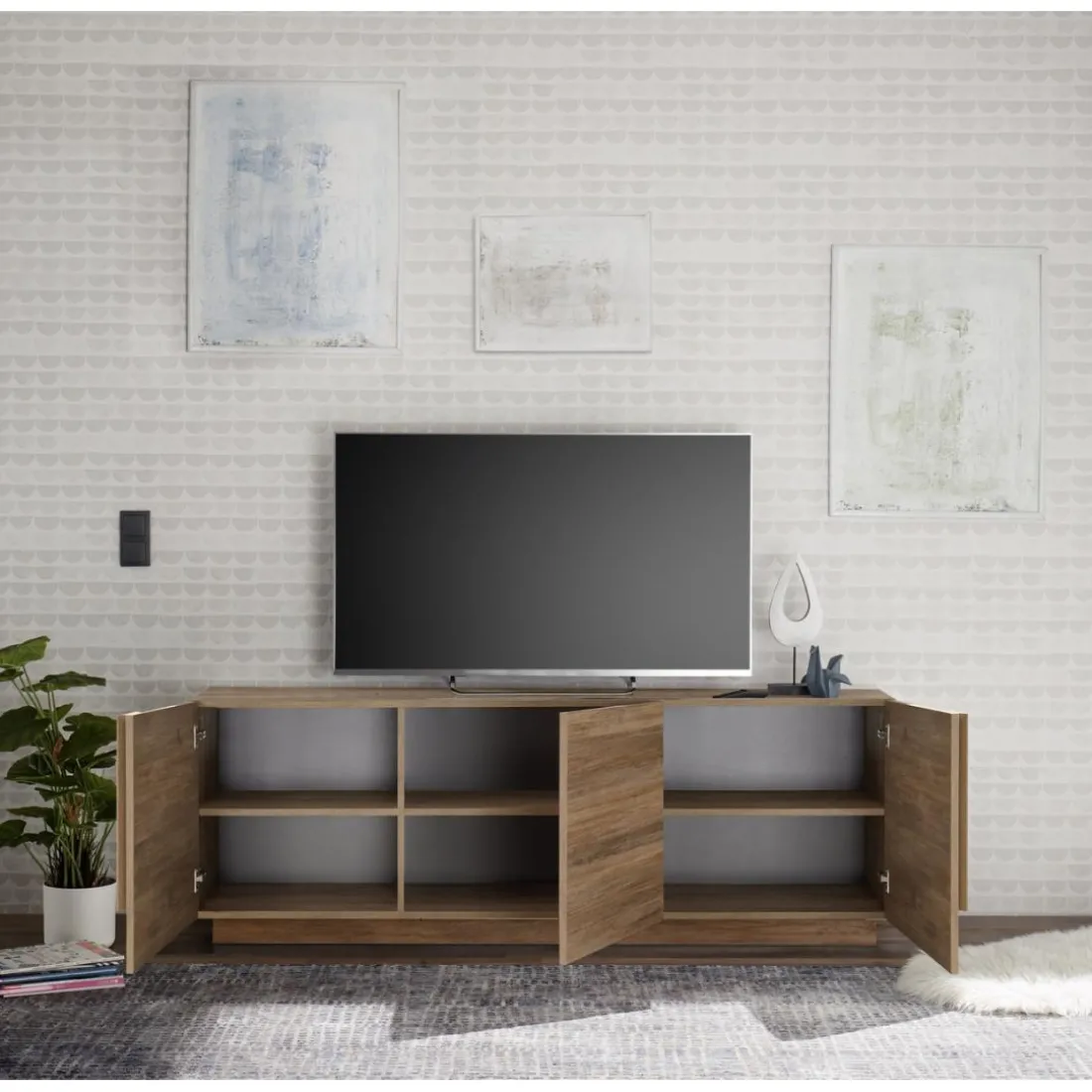 Meuble TV 3 portes chene mercure
