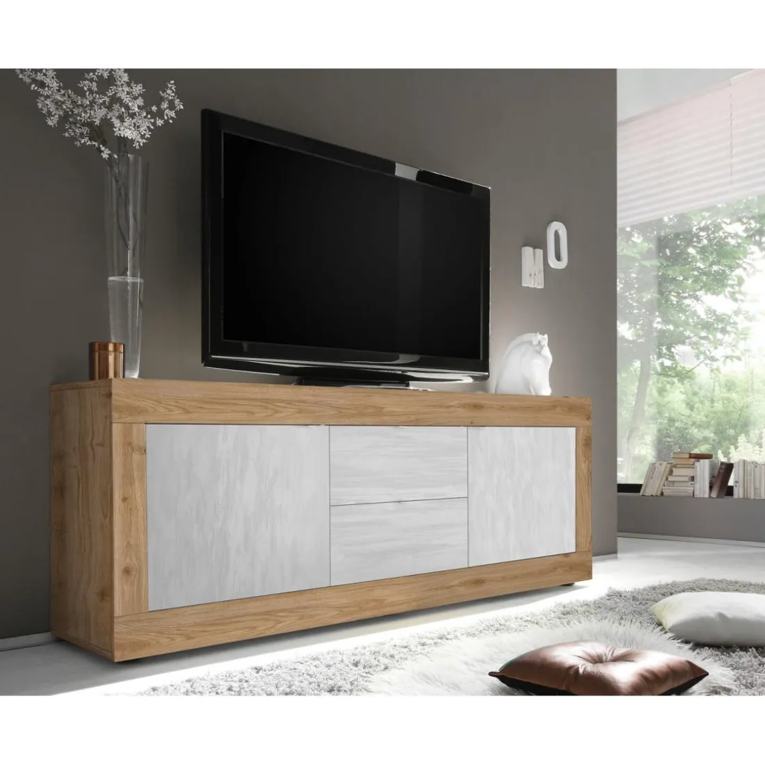 Meuble TV 2 portes et 2 tiroirs