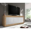Meuble TV 2 portes et 2 tiroirs BASIC décor marbre blanc