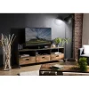 Meuble TV À Roulettes ALIDA 3 Tiroirs 3 Niches Bois Teck Recyclé Et Métal