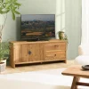 Meuble TV 2 tiroirs 2 portes bois pin recyclé SANDY
