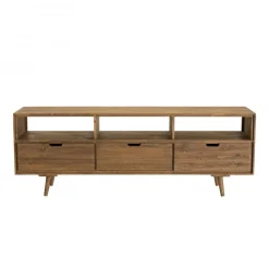 Meuble Tv ANDY Scandi Bois 3 Tiroirs 3 Niches Sapin