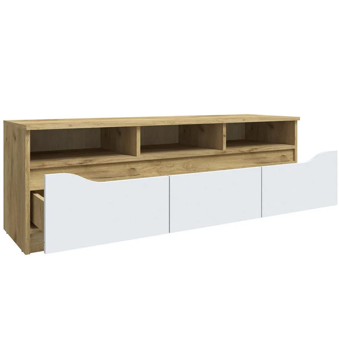 Meuble TV 130cm Chêne Et Blanc