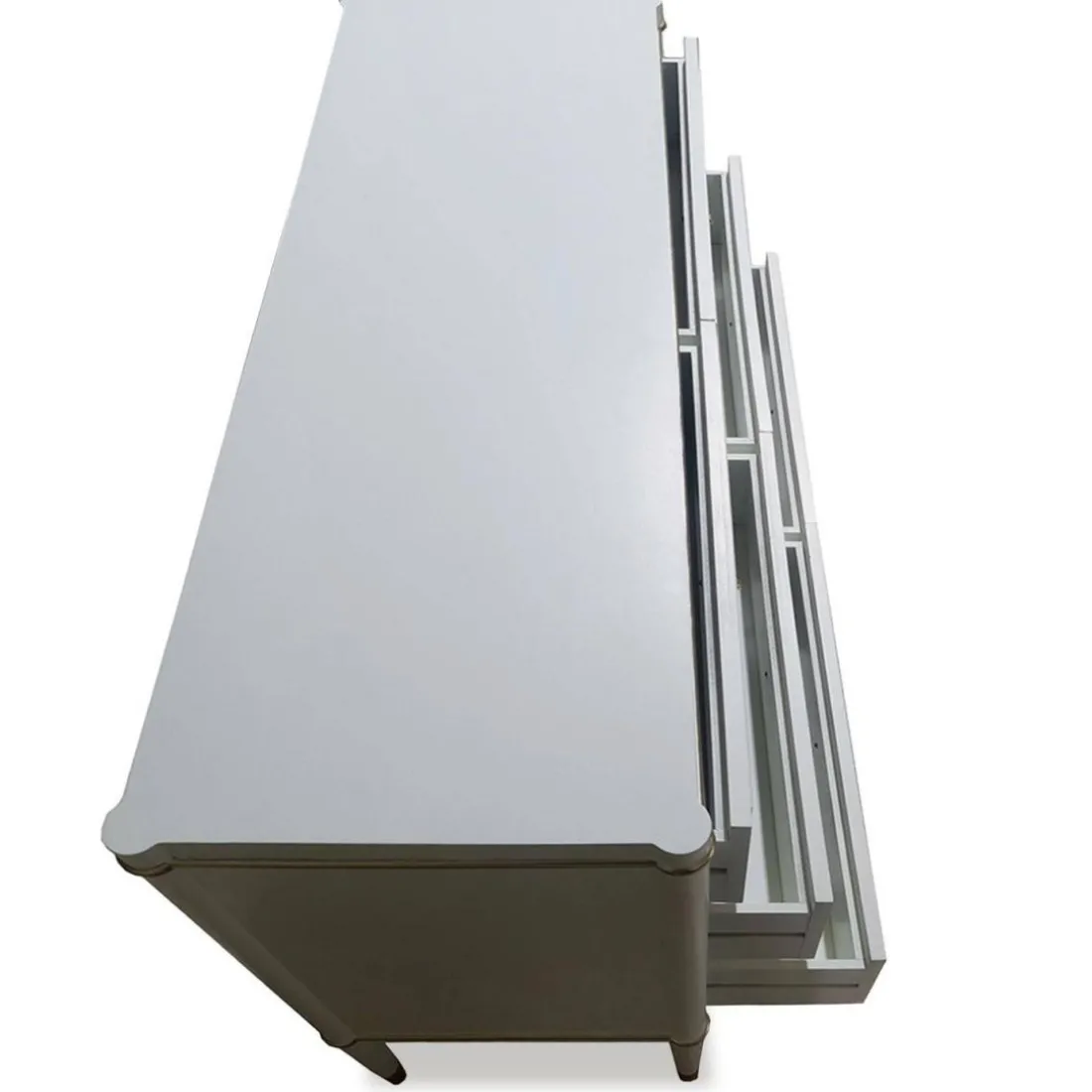 Meuble TV élégant 4 tiroirs Beige clair et Or