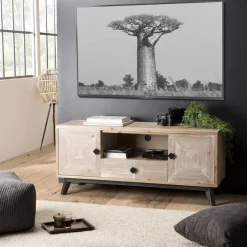 Meuble Tv MANDY Scandi 2 Portes 1 Tiroir 1 Niche