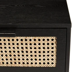 Meuble TV noir 3 tiroirs cannage - MIKEL