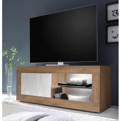 Meuble TV petit1 porte sans éclairage mercure blanche texturée