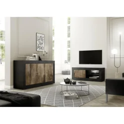 Meuble TV petit1 porte sans éclairage bicolore