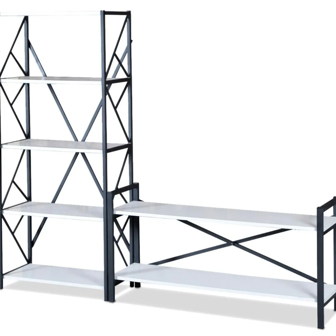 Meuble TV style industriel MARCADET 120cm Blanc