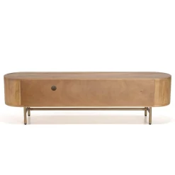 Meuble TV YSEULT 2 portes coulissantes en verre