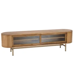 Meuble TV YSEULT 2 portes coulissantes en verre