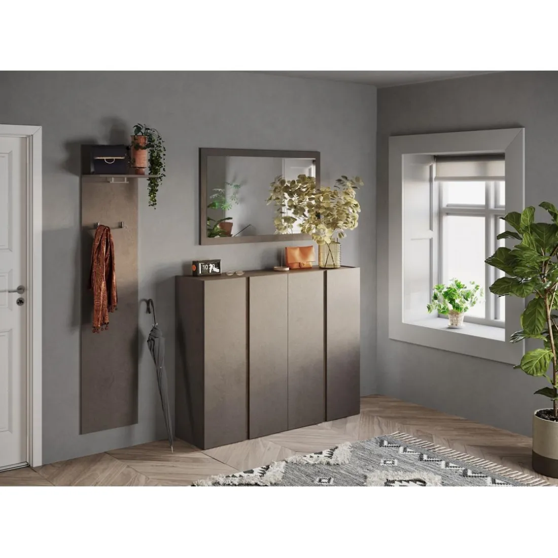 Miroir Ferrare à fixer cadre coloris bronze L72xH118 cm