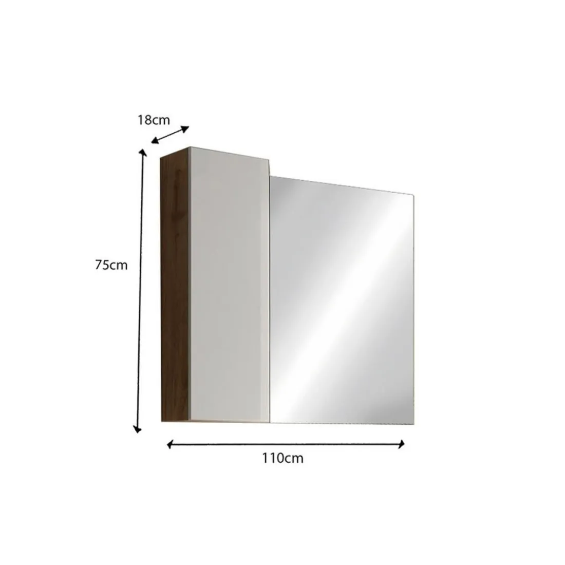 Miroir Led avec Colonne Integrée Bari 1 Porte H30 cm blanc