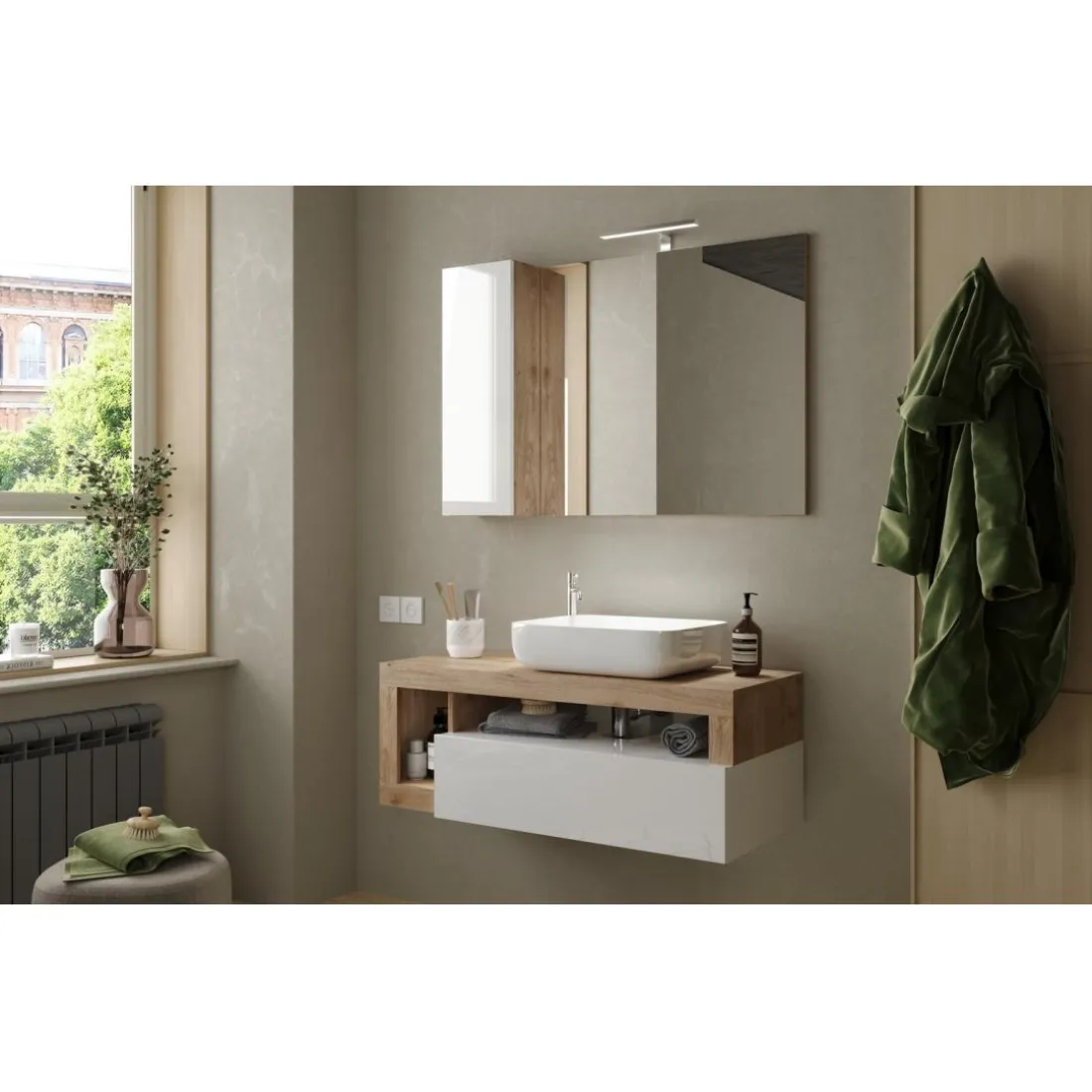 Miroir Led avec Colonne Integrée 1 Porte Ancona 110 cm