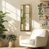 Miroir rectangulaire esprit verrière pin et métal vert HELENA