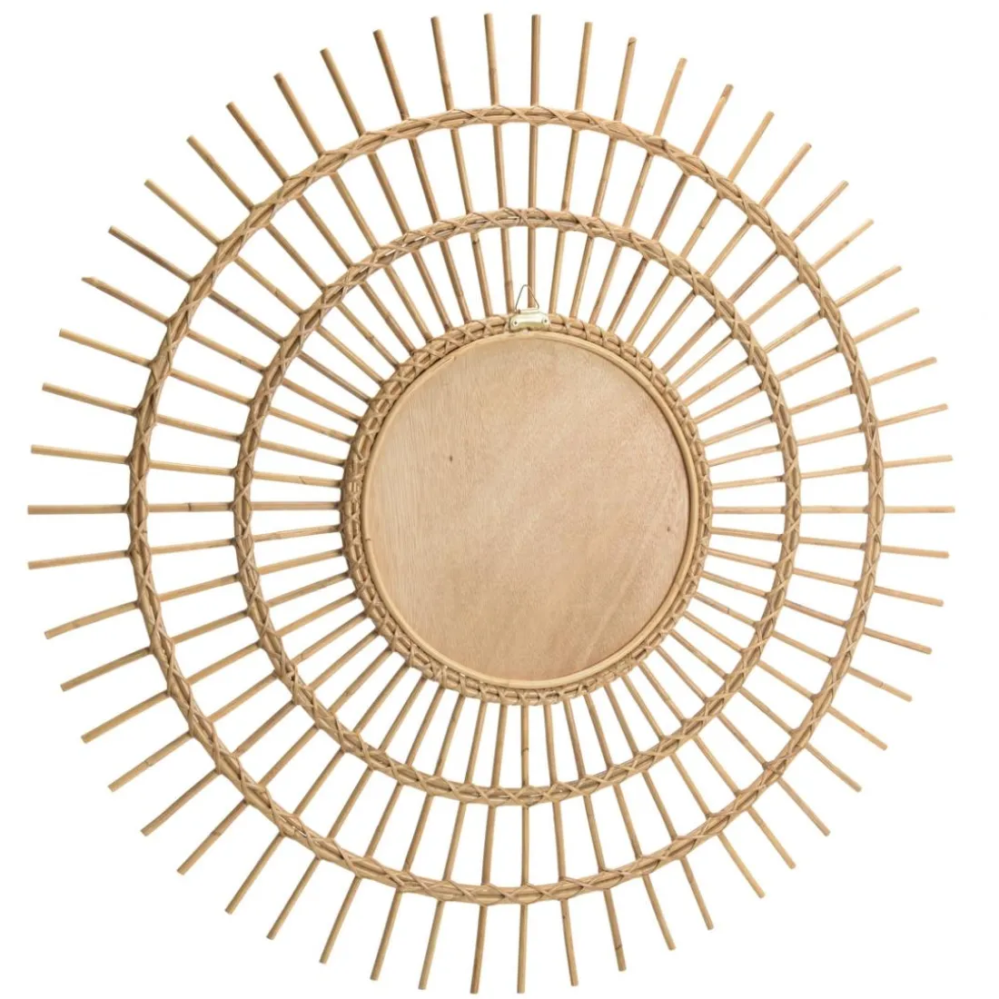 Miroir rond modèle soleil en rotin couleur brun miel KALLY
