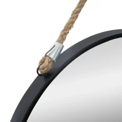 Miroir Rond Métal avec Corde noir