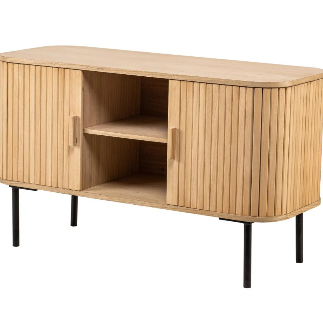 Nordlys - Meuble TV Scandinave Bois Massif 2 Portes