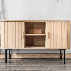 Nordlys - Meuble TV Scandinave Bois Massif 2 Portes
